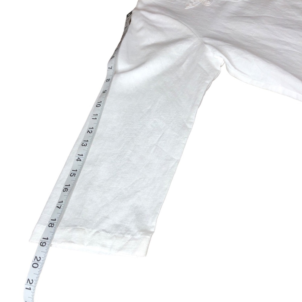 NEW Hot Cotton Linen Top Size Large White Crochet Lagenlook 3/4 Sleeves - Picture 6 of 7